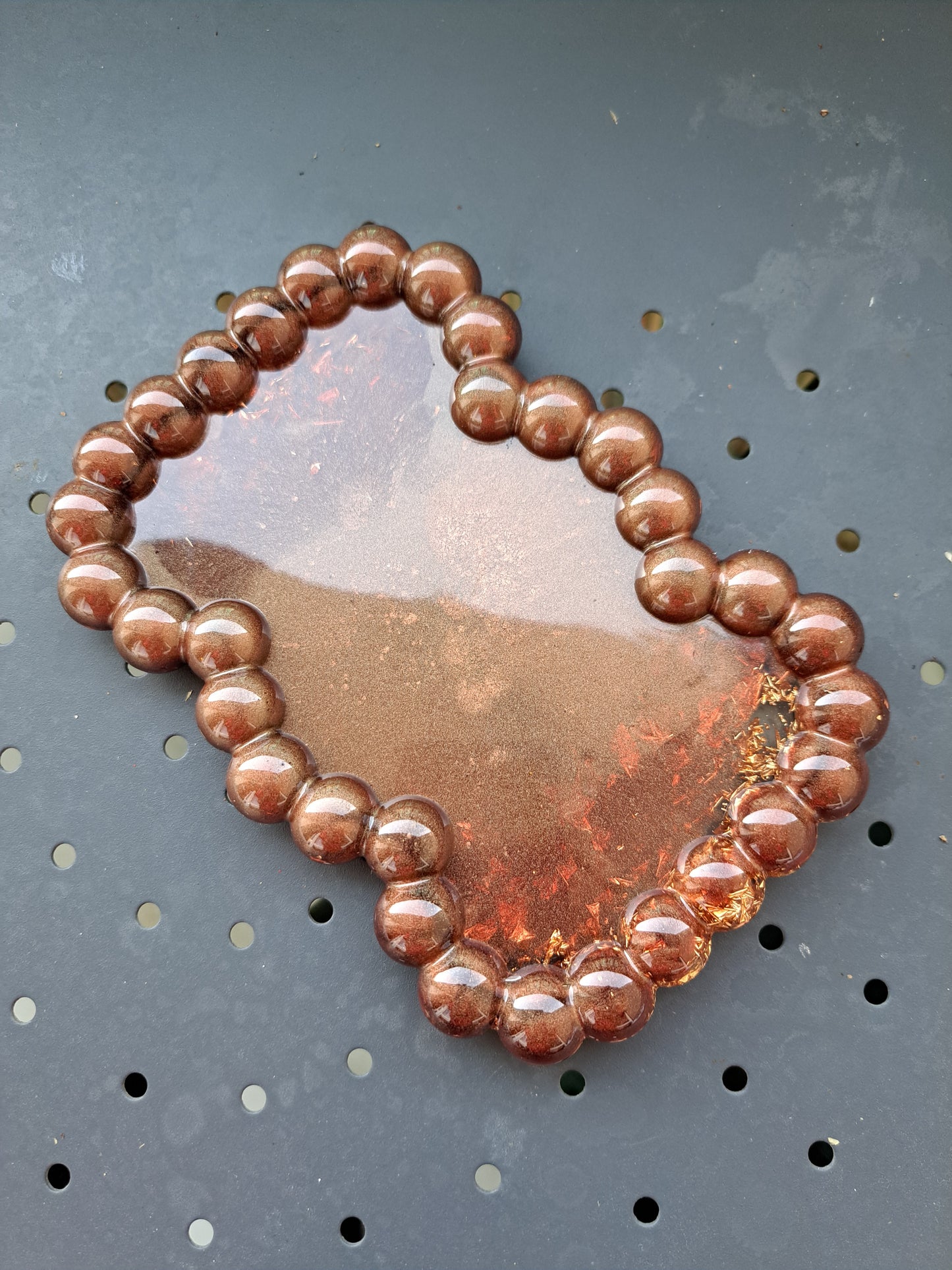 Porte-savon rectangle bulles Marron/Feuilles Or