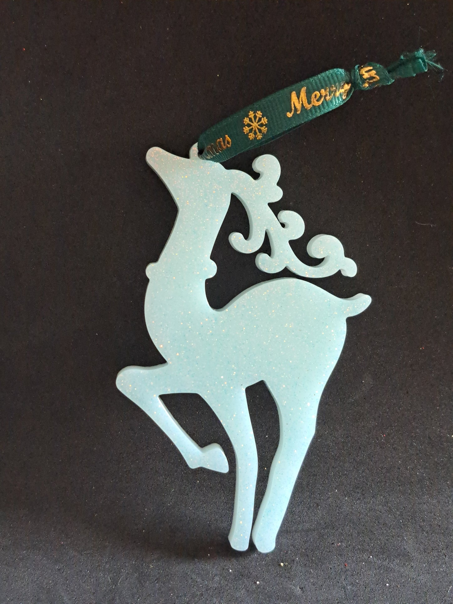 Suspension Rêne N°2 Blanc/Paillette Bleu clair