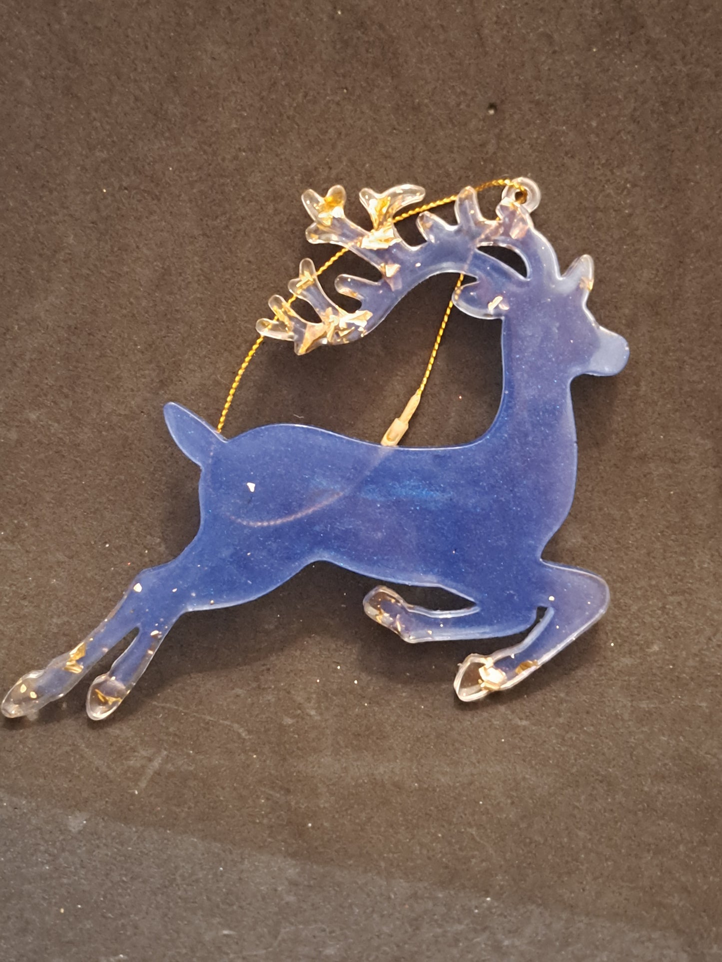 Suspension Rêne N°6 Bleu/Feuille Or