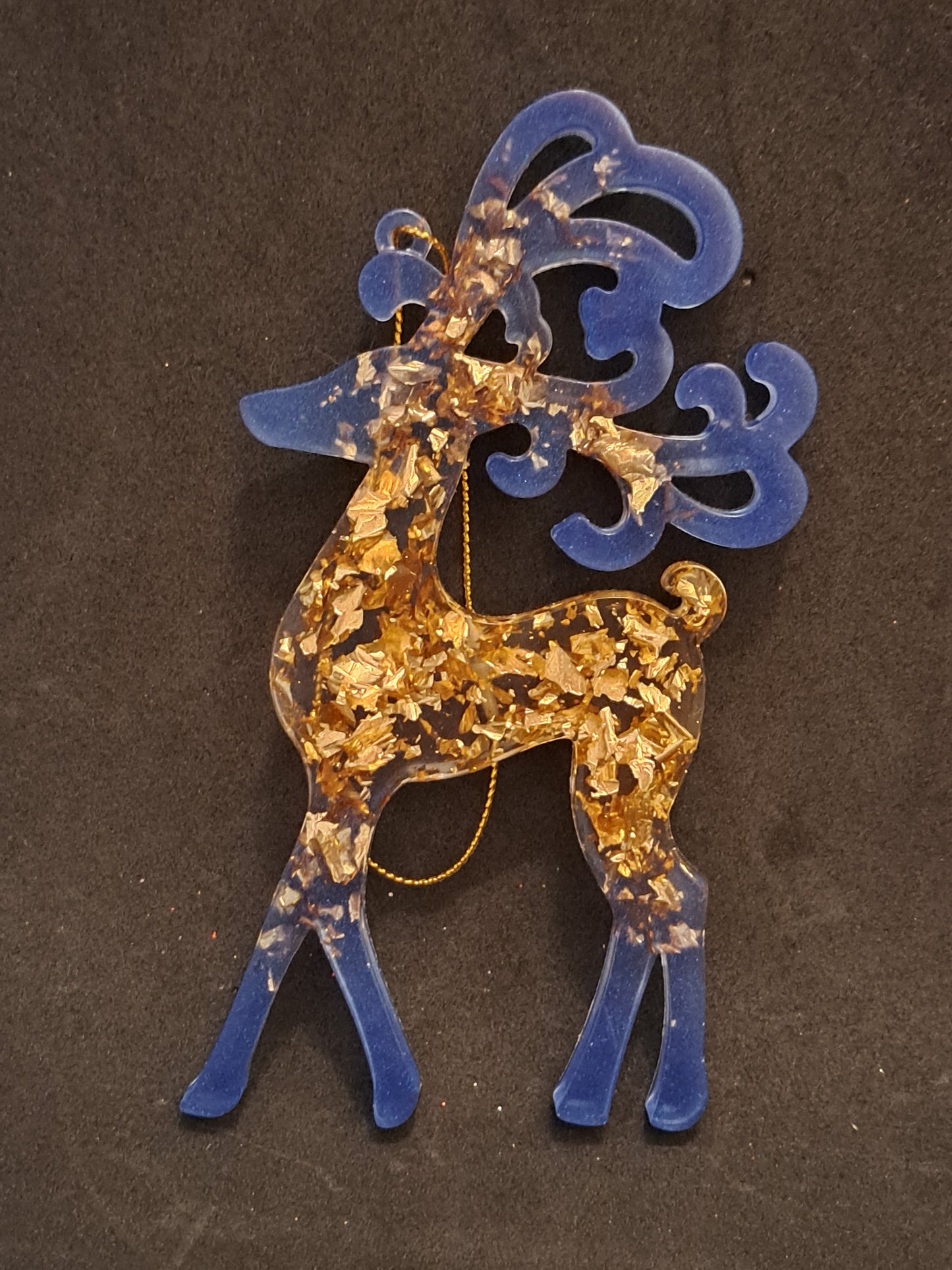 Suspension Rêne N°3 Bleu/Feuille Or