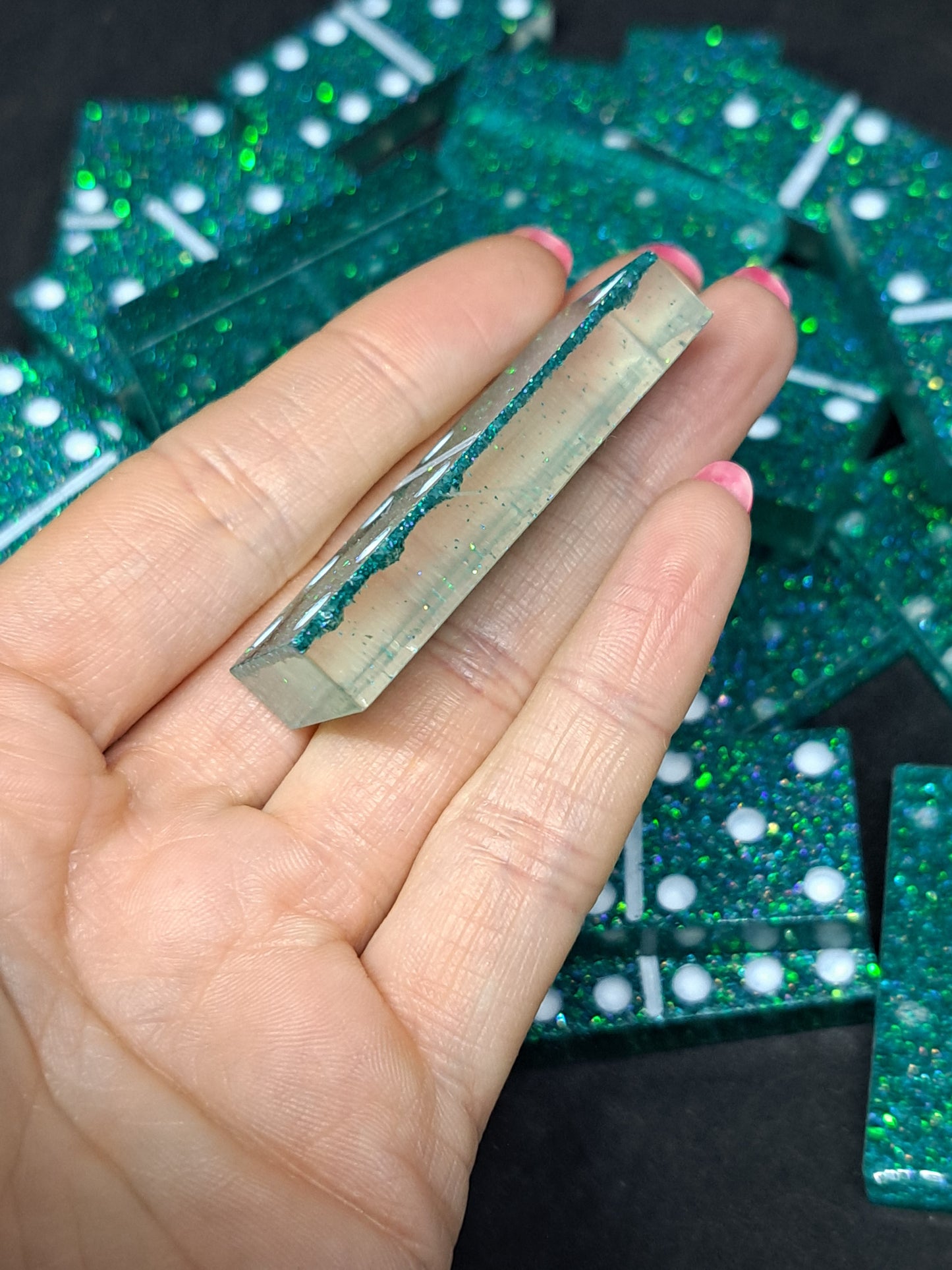 Dominos Turquoise / Paillettes