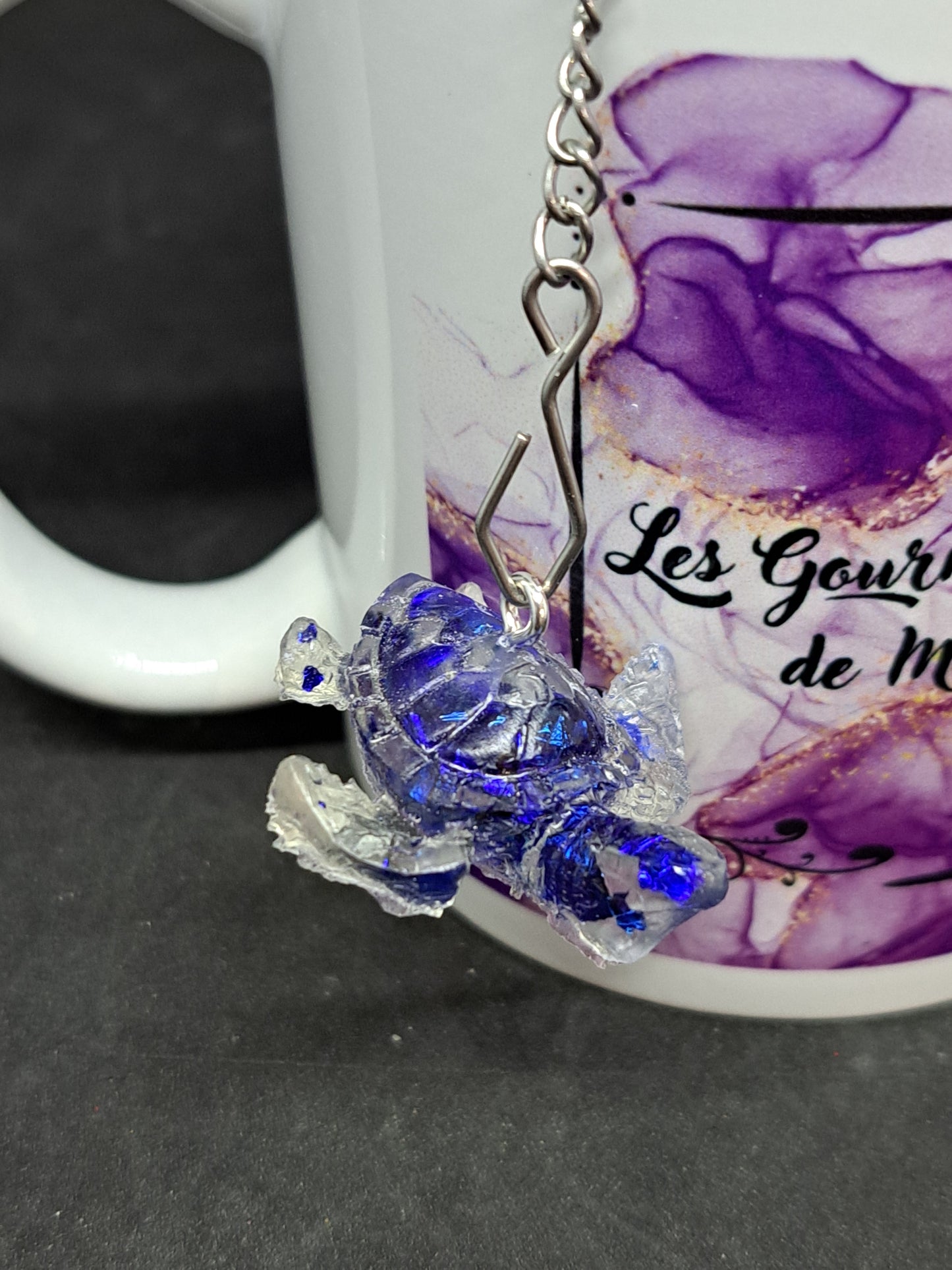 Boule à Thé Tortue Feuilles Bleue