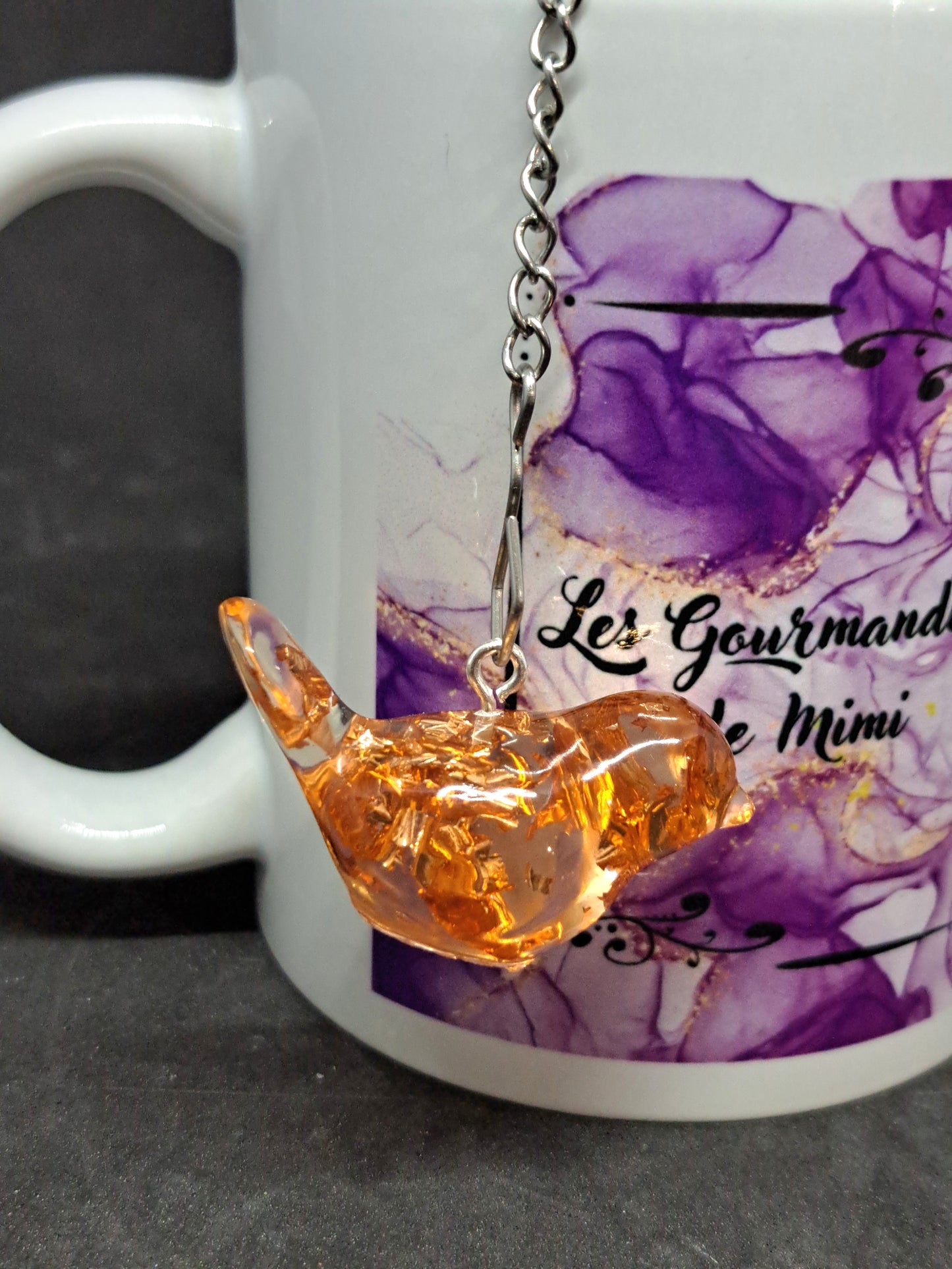 Boule à Thé Oiseau N°1 Feuilles Cuivre