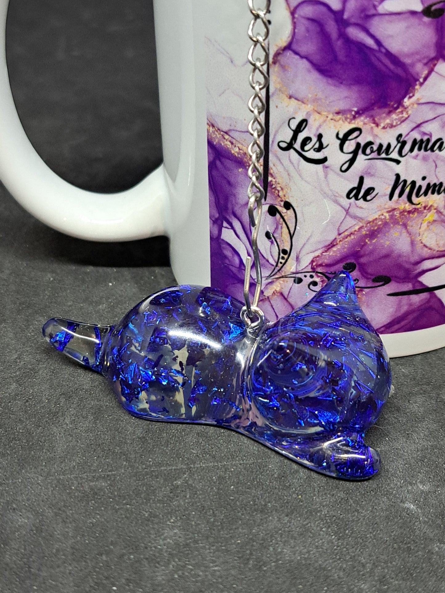 Boule à Thé Chat N°2 Feuilles Bleue