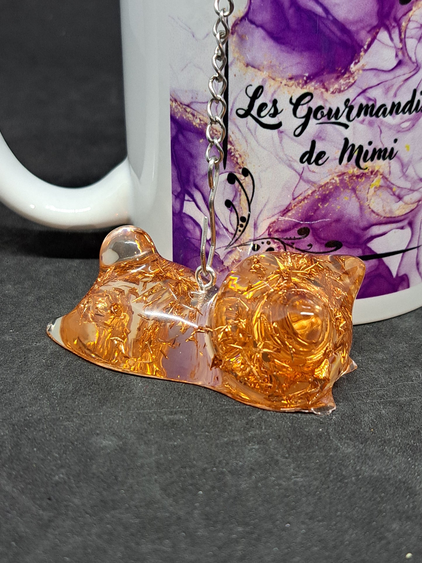 Boule à Thé Chat N°1 Feuilles Cuivre