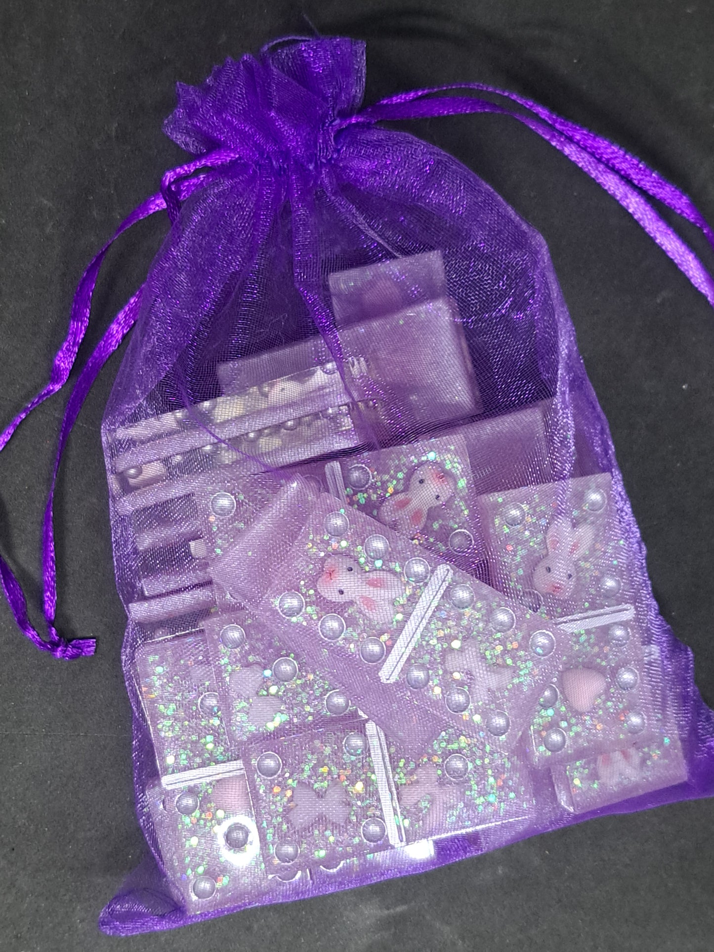 Dominos Lapin / Mauve / Paillettes Holographiques
