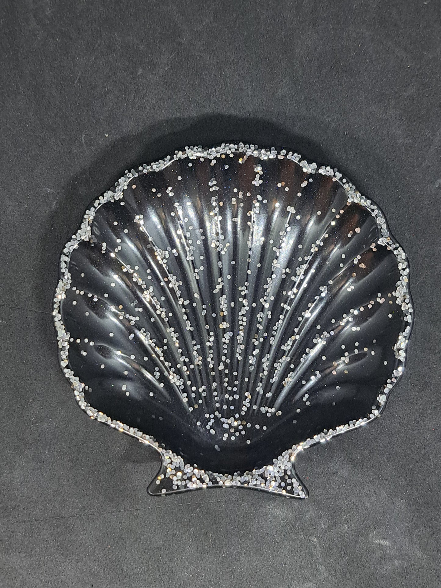 Porte-savon coquillage Noir/Paillettes Argent