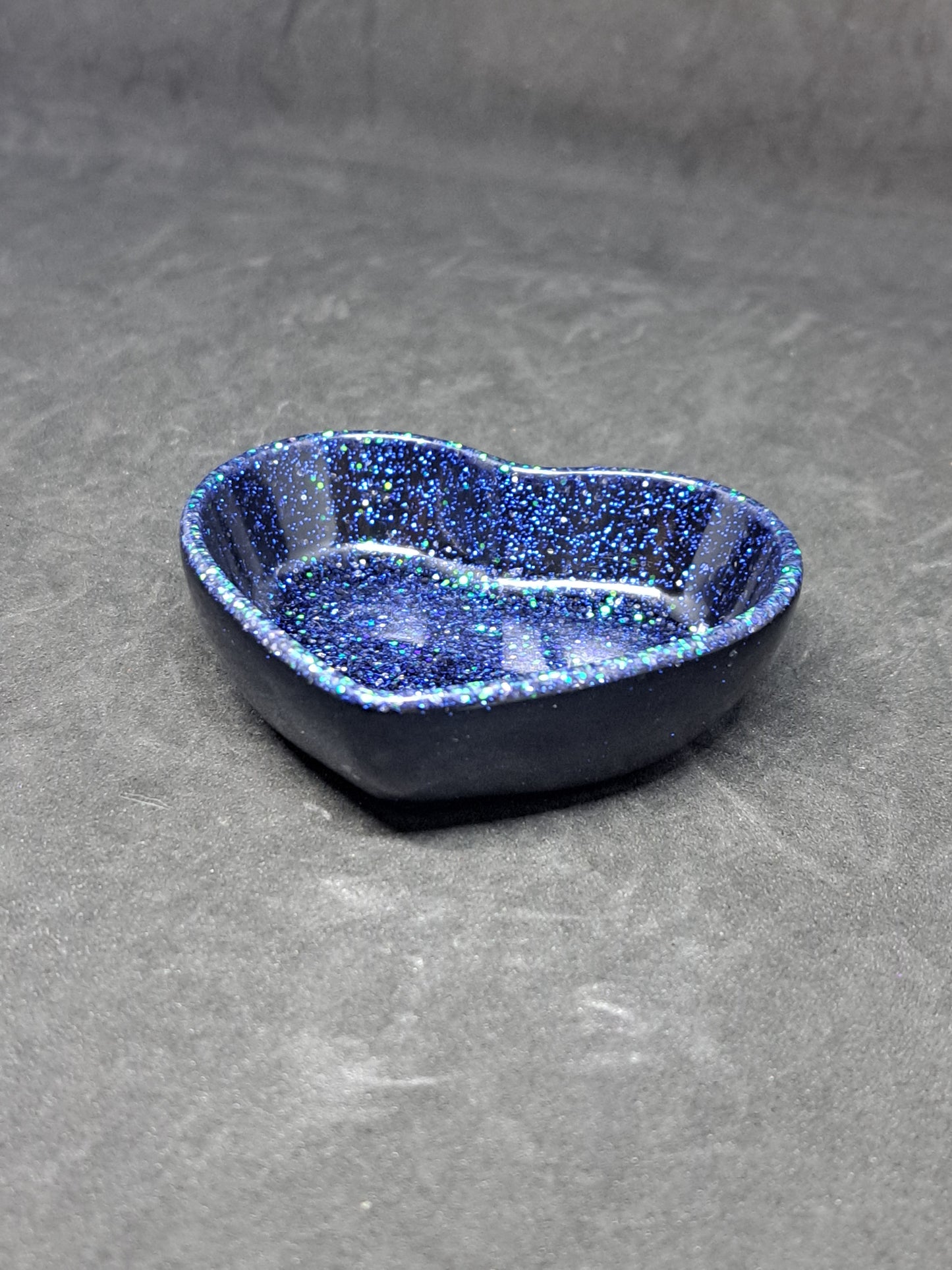 Porte-savon petit cœur Noir/Paillettes Bleu Holographique