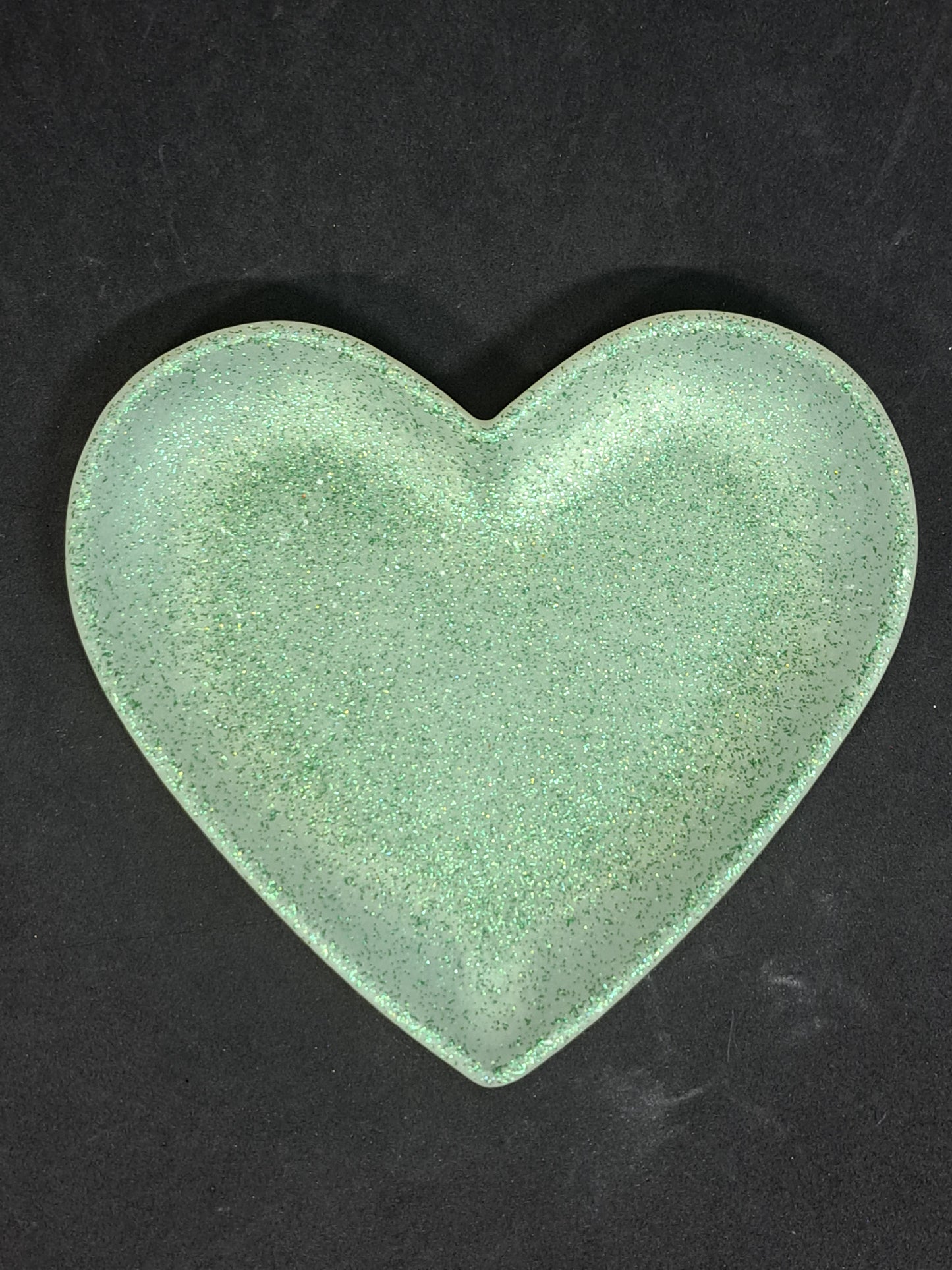 Porte-savon grand cœur Blanc/Paillettes verte