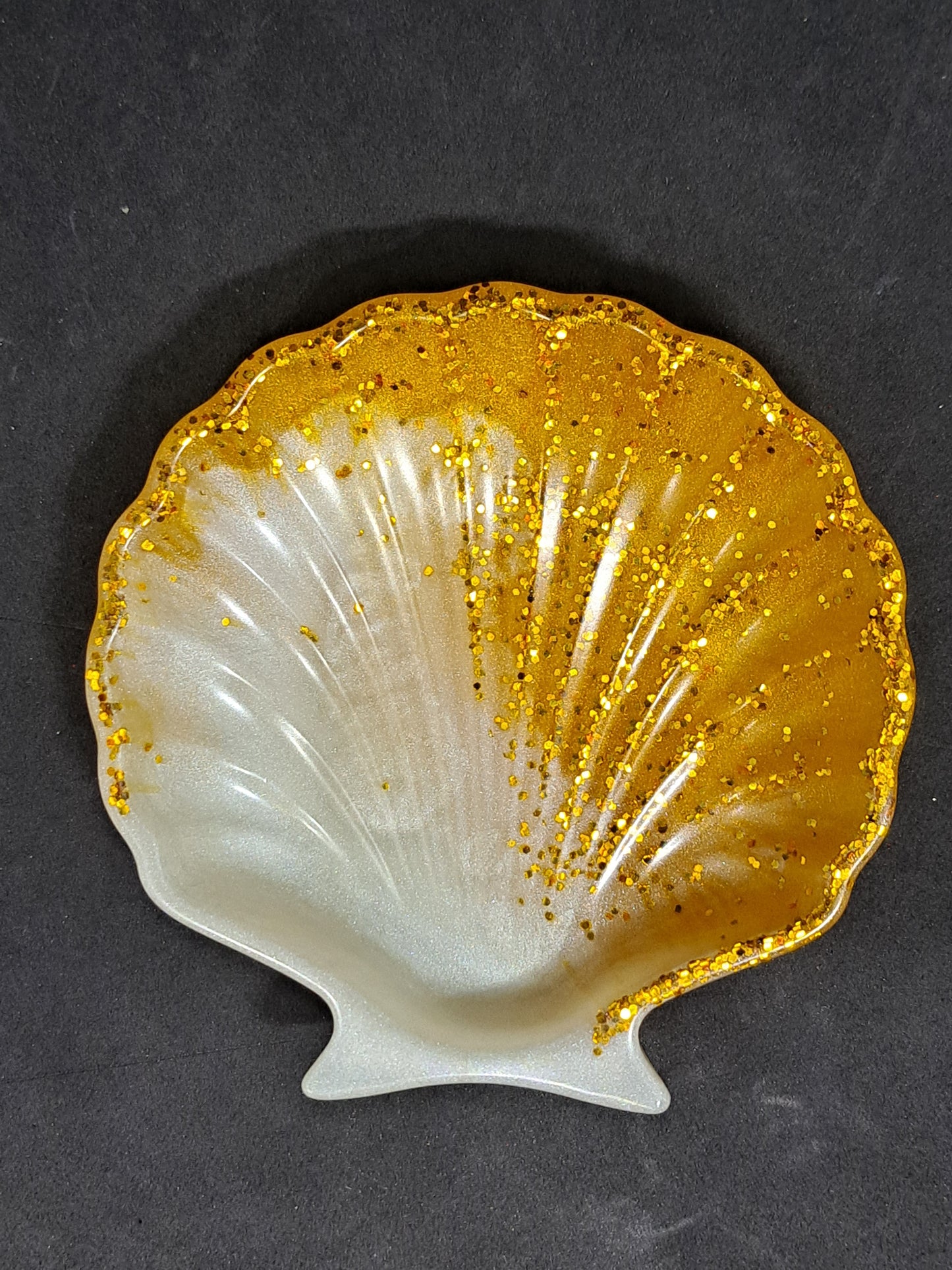 Porte-savon coquillage Blanc/Or/Paillettes dorée