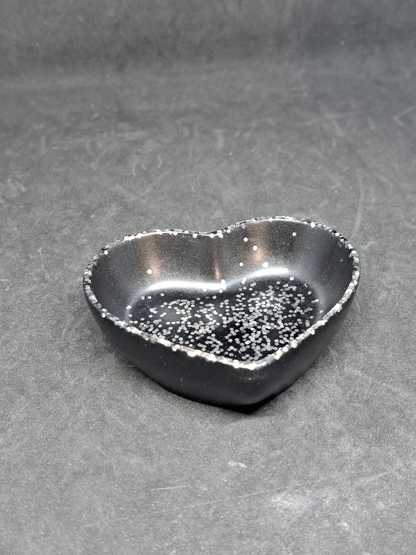 Porte-savon petit cœur Noir/Paillettes Argent