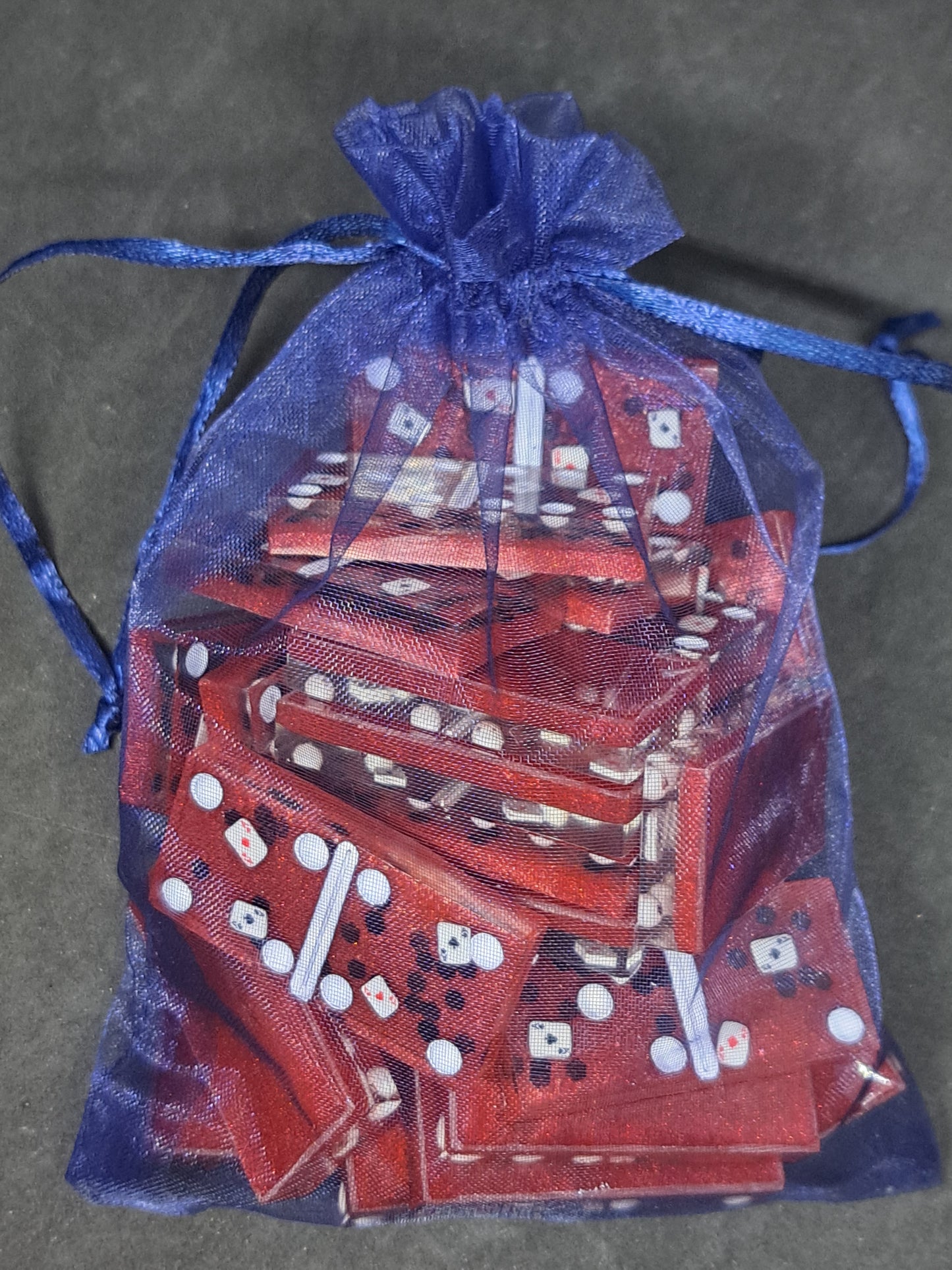 Dominos Cartes / Rouge / Paillettes Noir