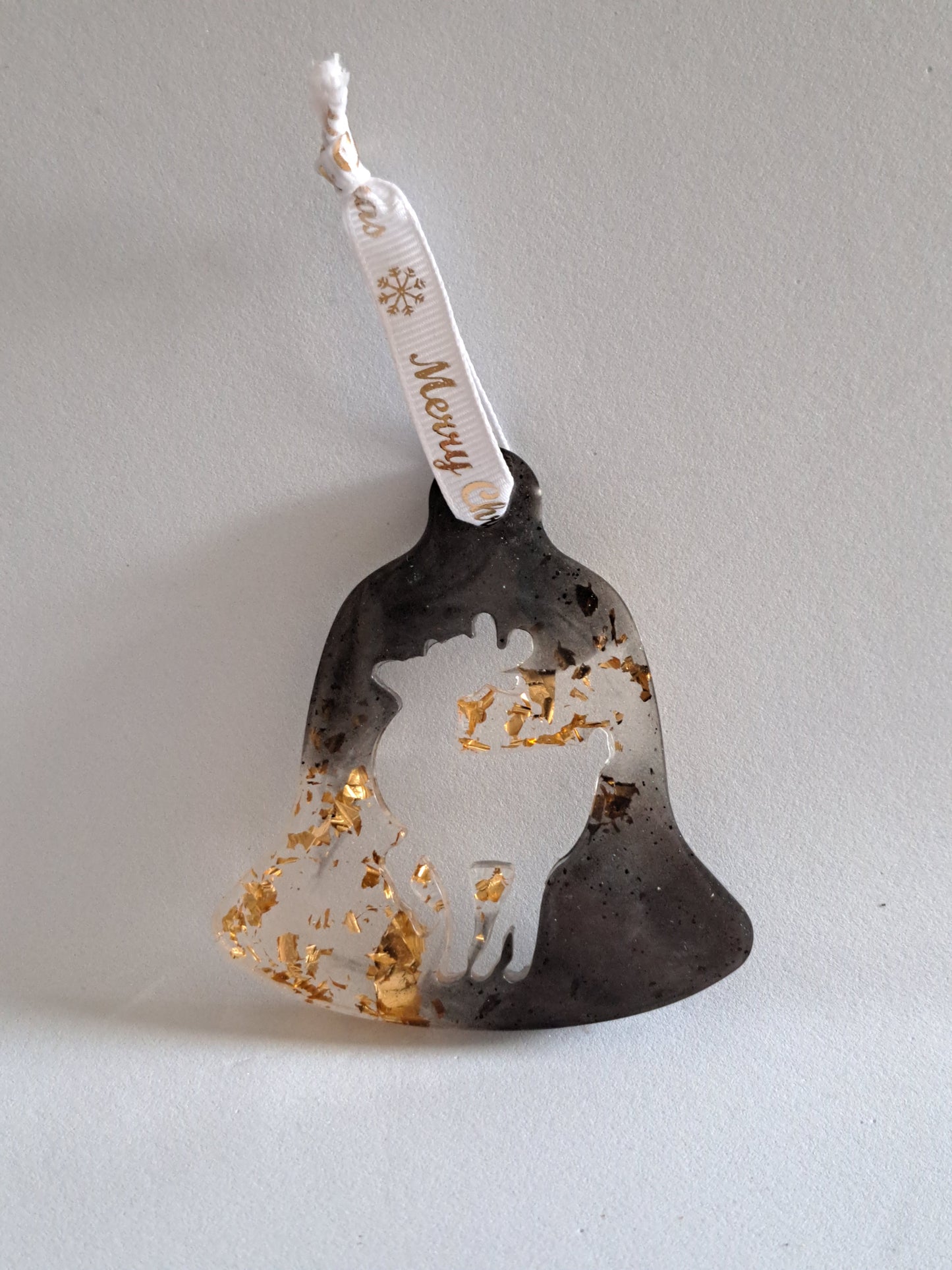 Suspension Cloche Rêne Noir/Feuille Or