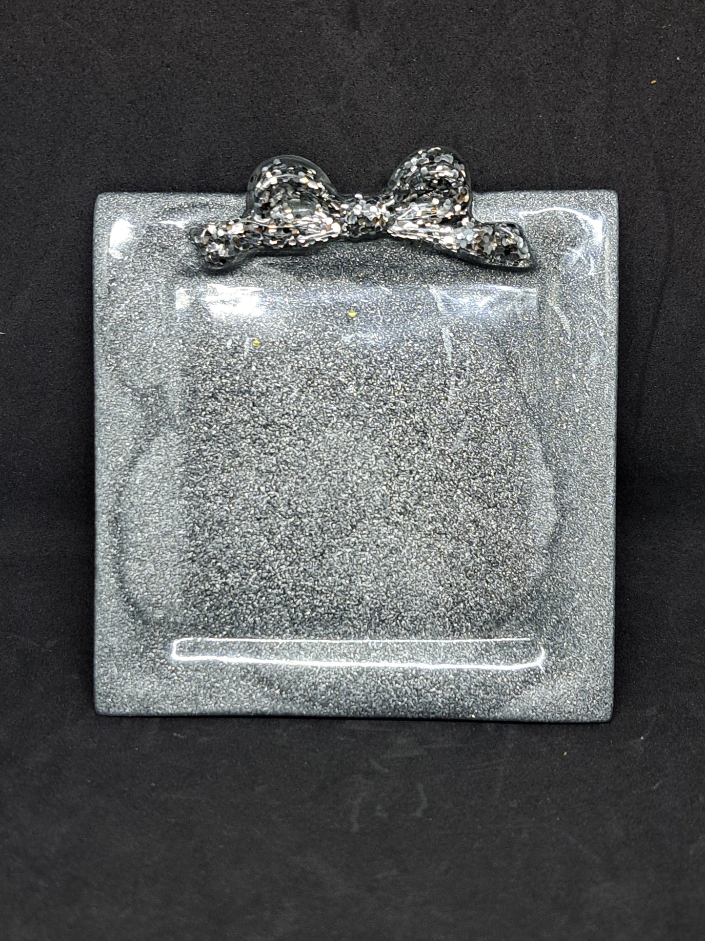 Porte-savon carré Nœud/Argent/Paillettes Argent