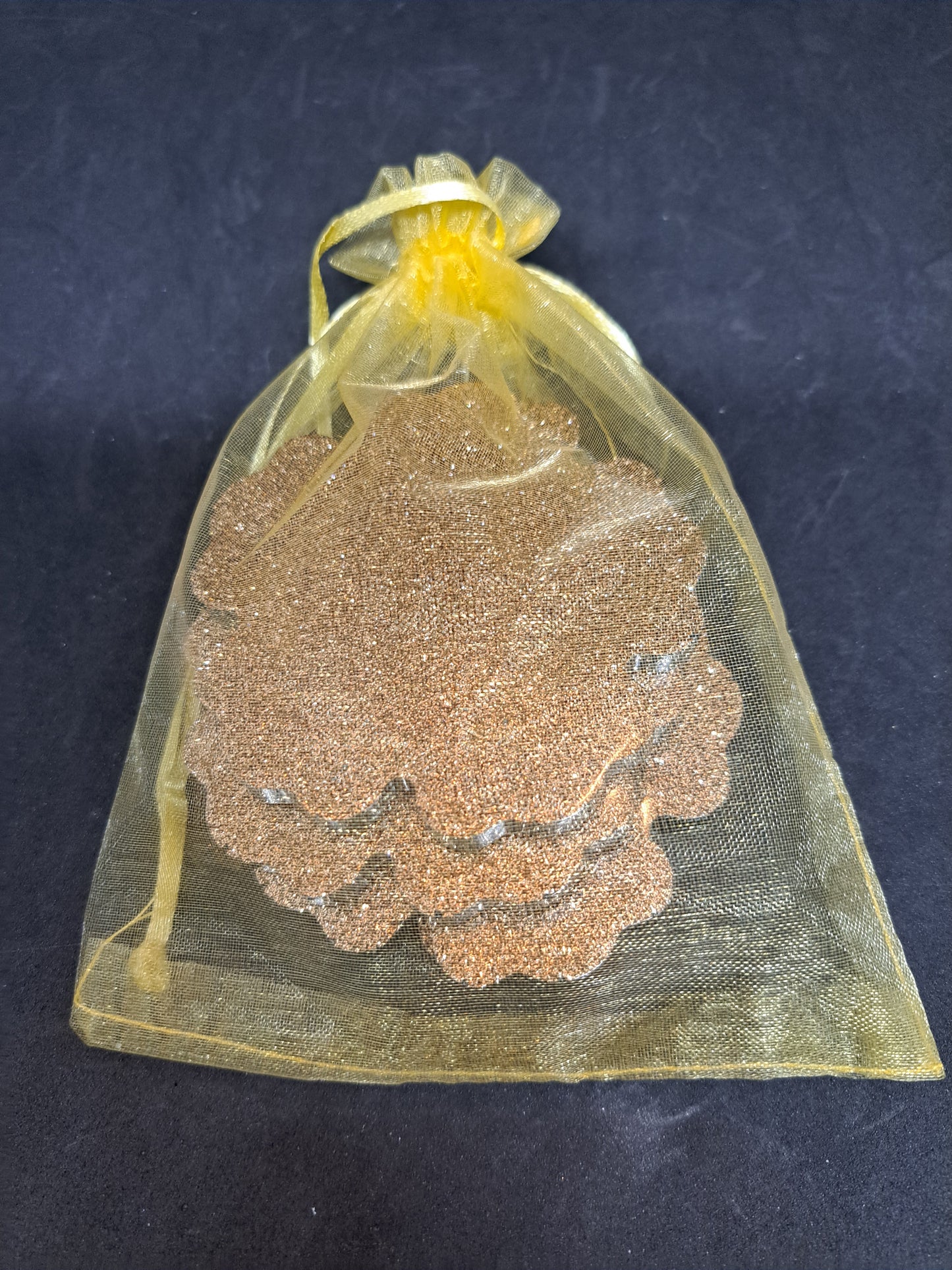 Dessous de verre fleur Vert / Paillettes dorées
