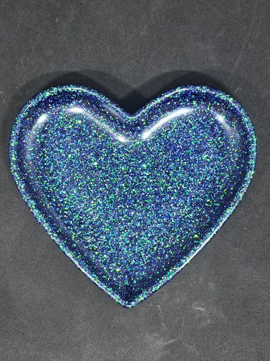 Porte-savon grand cœur Noir/Paillettes holographique
