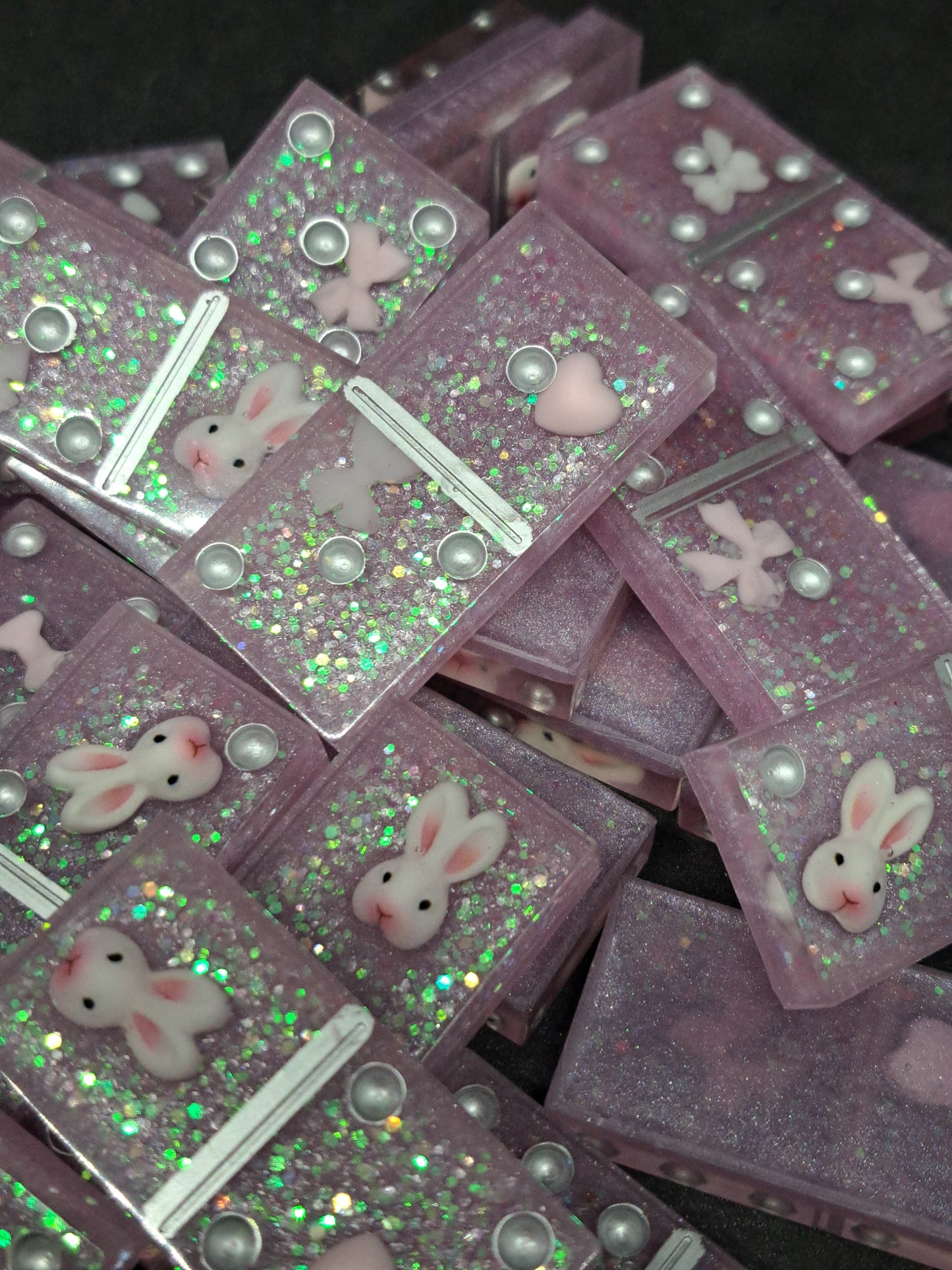 Dominos Lapin / Mauve / Paillettes Holographiques