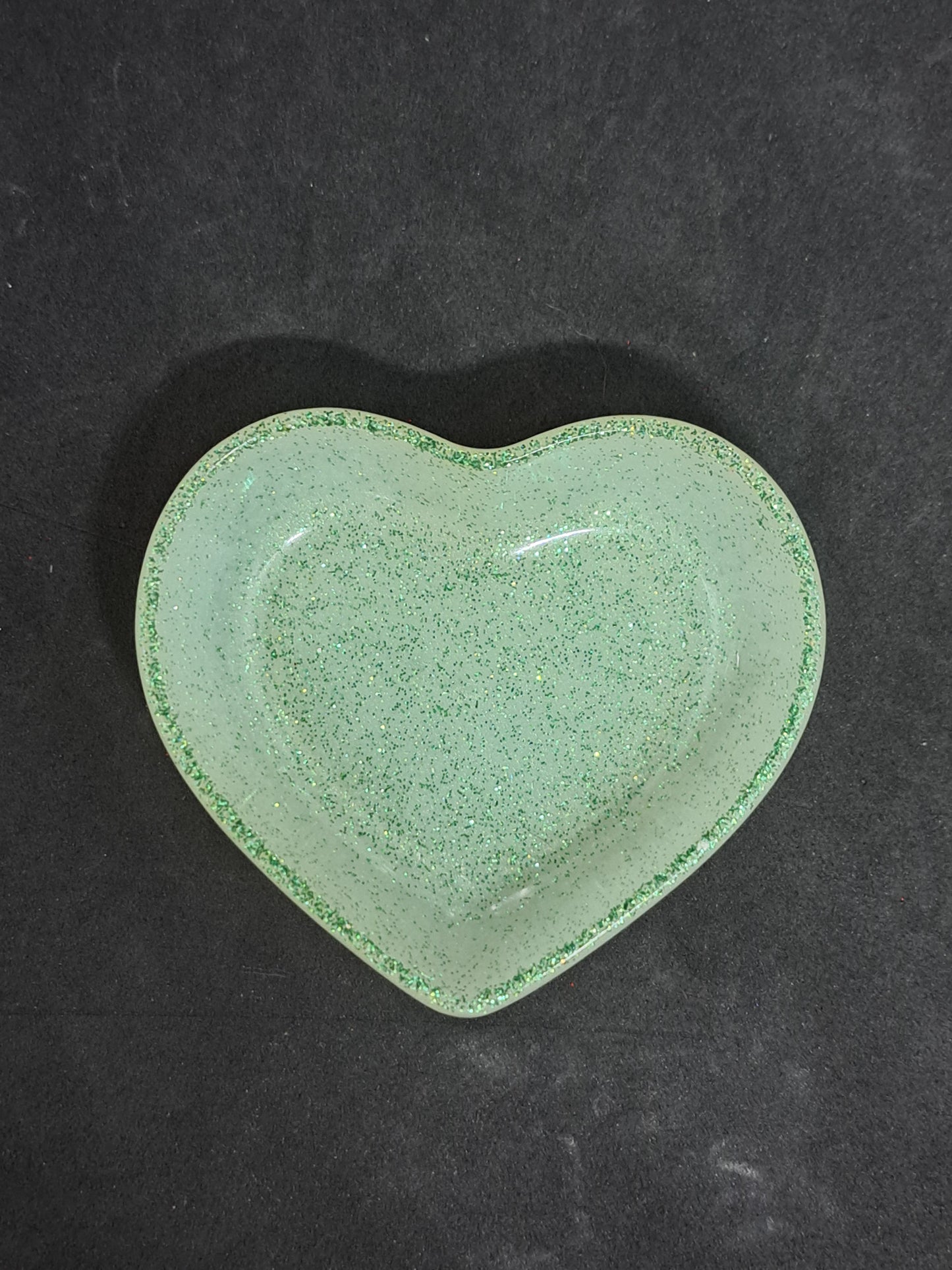 Porte-savon petit cœur Blanc/Paillettes Verte