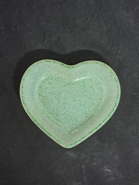 Porte-savon petit cœur Blanc/Paillettes Verte