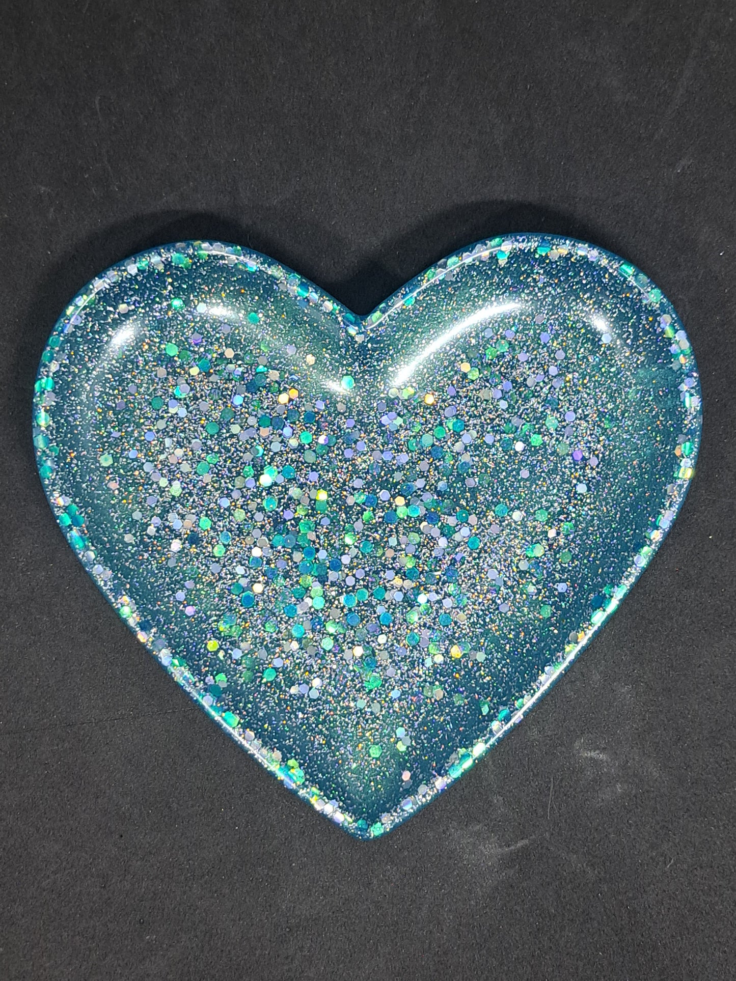 Porte-savon grand cœur Bleu clair/Paillettes holographique