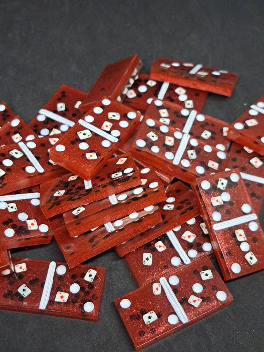 Dominos Cartes / Rouge / Paillettes Noir