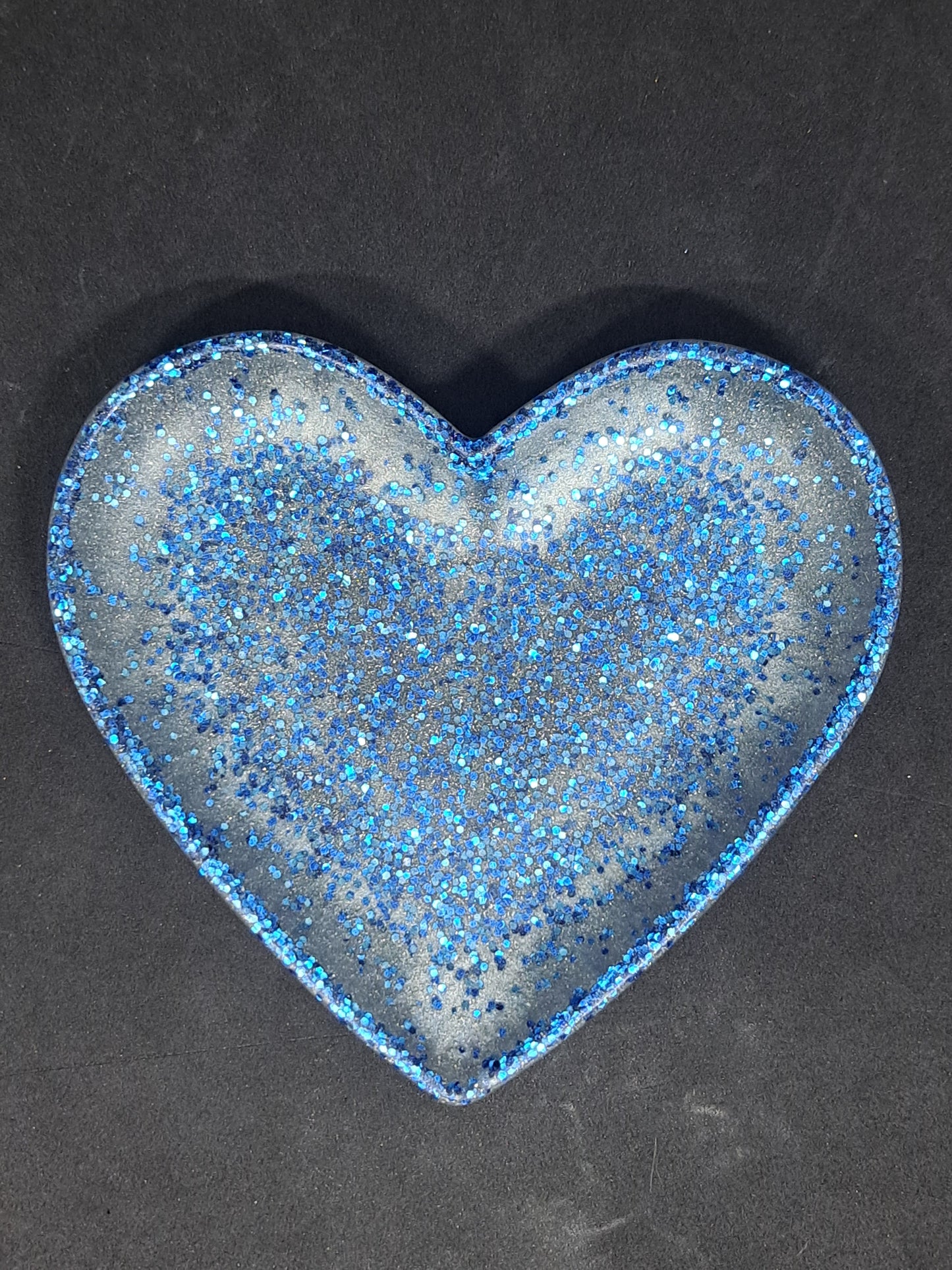 Porte-savon grand cœur Gris/Paillettes Bleu