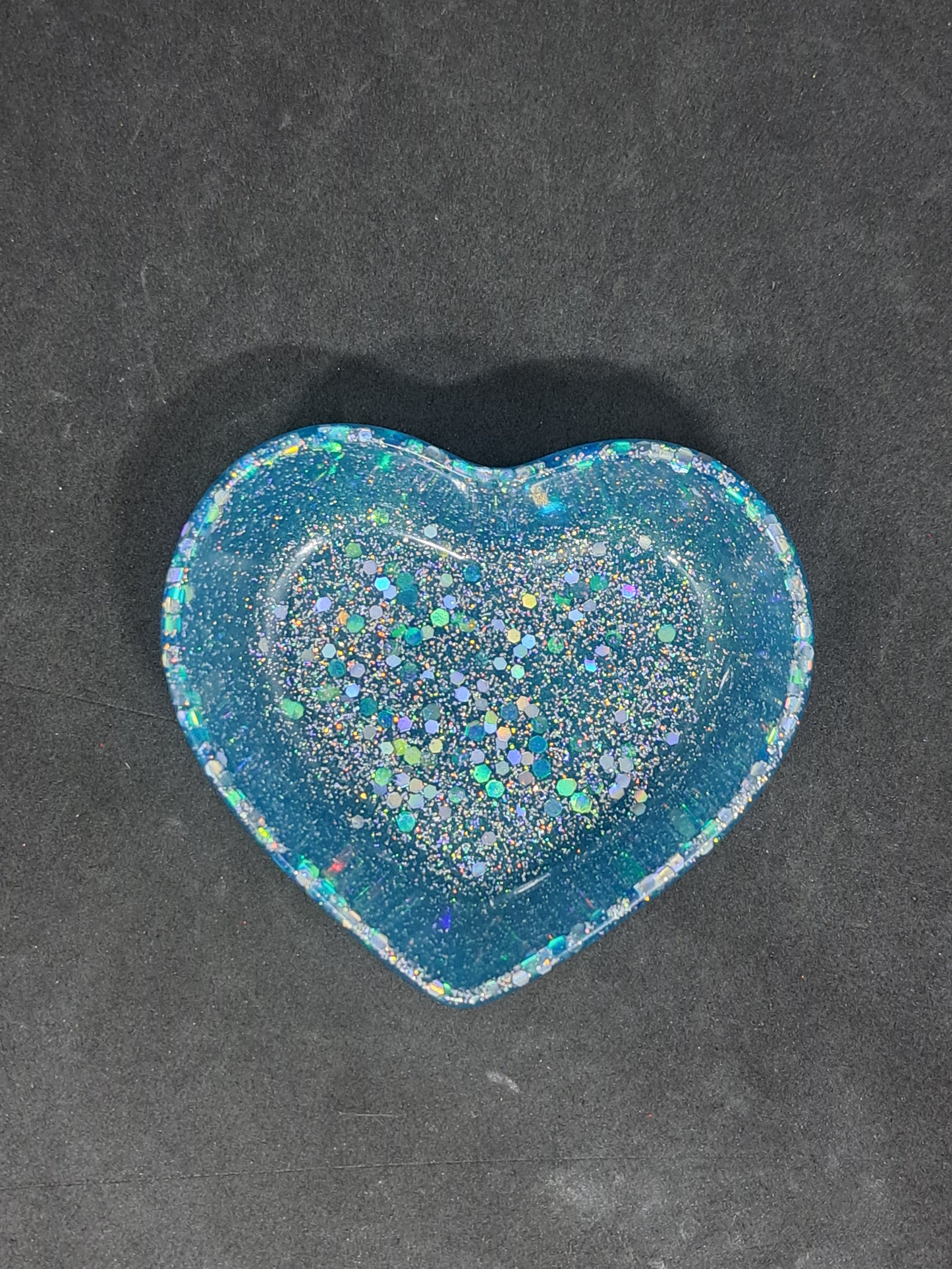 Porte-savon petit cœur Bleu clair/Paillettes holographique