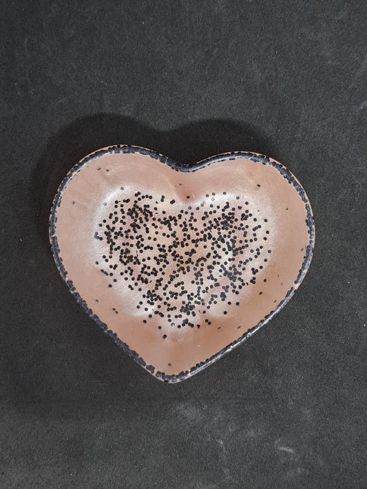 Porte-savon petit cœur Saumon/Paillettes Noire