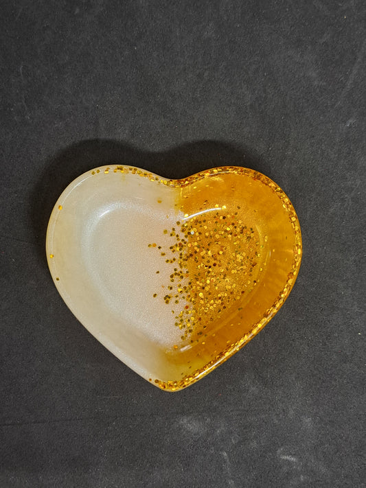 Porte-savon petit cœur Blanc/Or/Paillettes Or