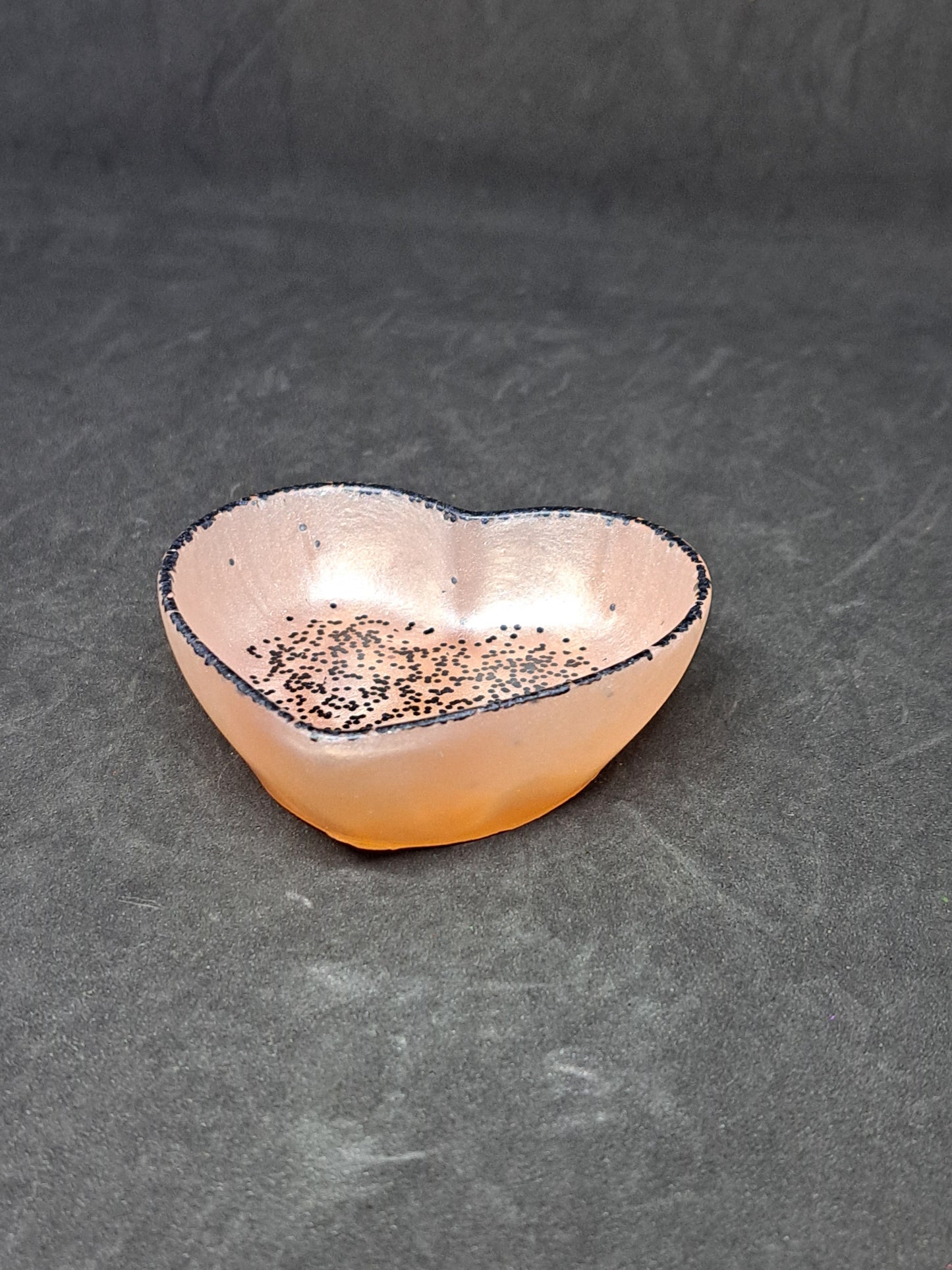Porte-savon petit cœur Saumon/Paillettes Noire