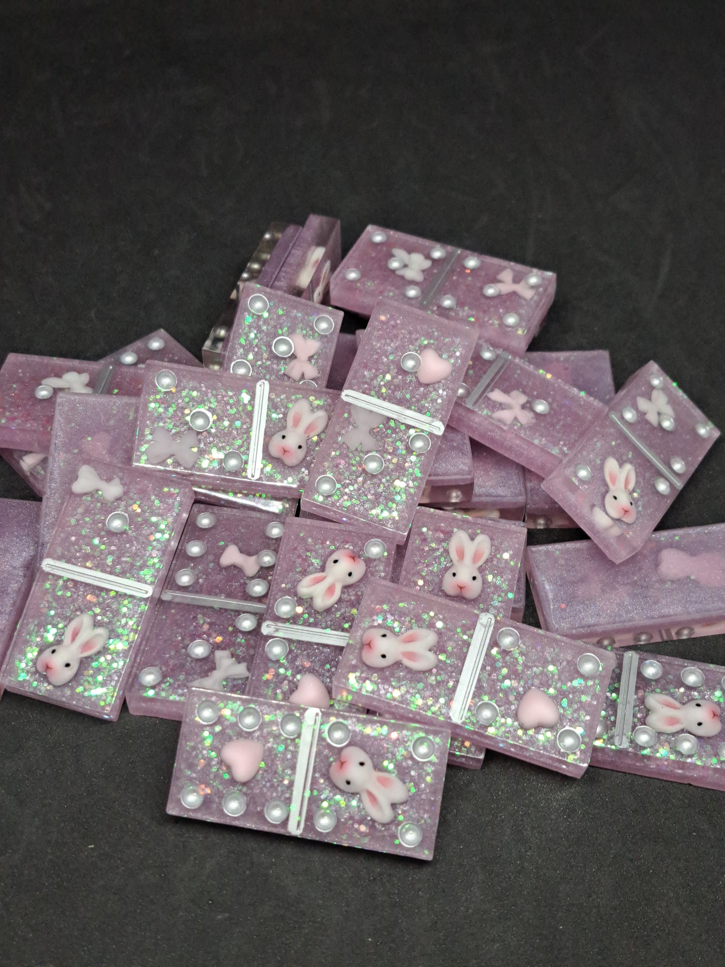 Dominos Lapin / Mauve / Paillettes Holographiques