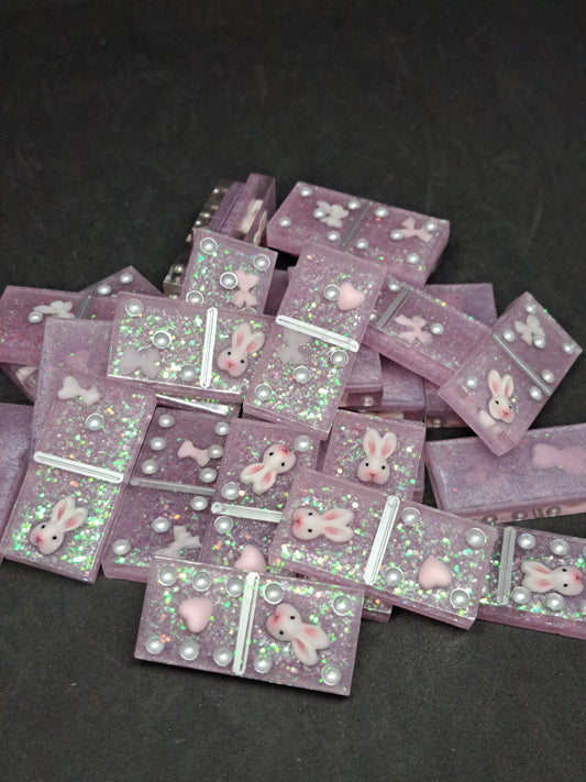 Dominos Lapin / Mauve / Paillettes Holographiques