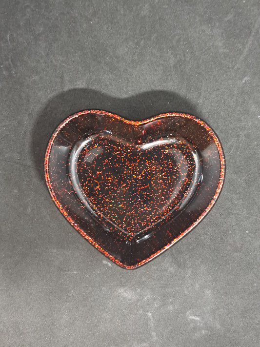 Porte-savon petit cœur Noir/Paillettes Rouge