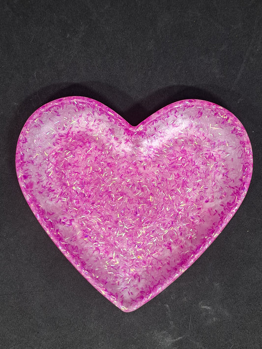 Porte-savon grand cœur Blanc/Vermicelles Rose