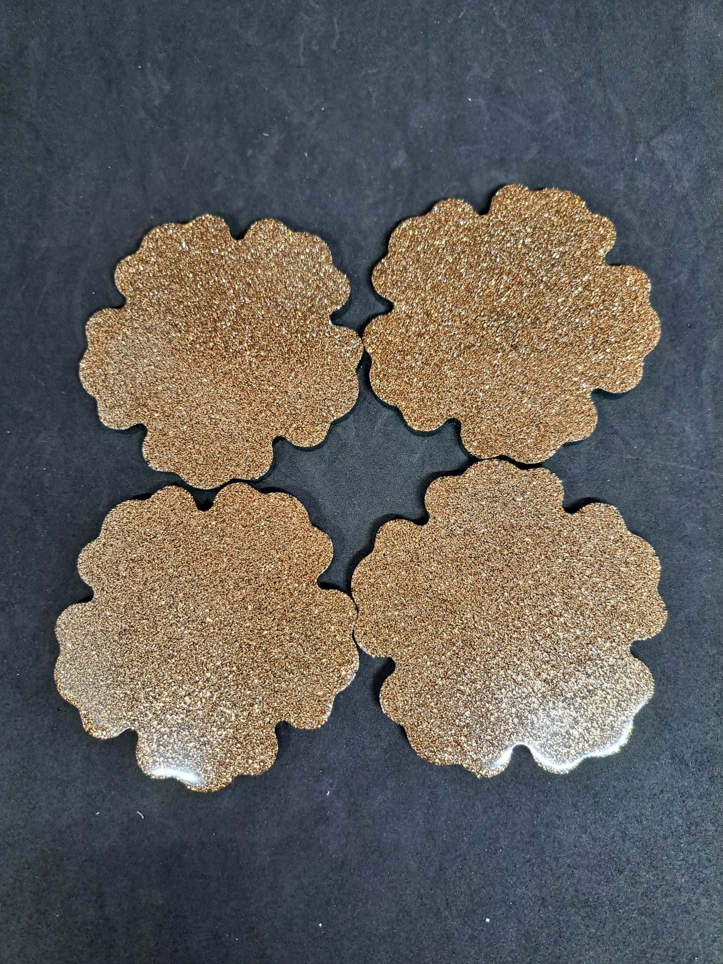 Dessous de verre fleur Vert / Paillettes dorées