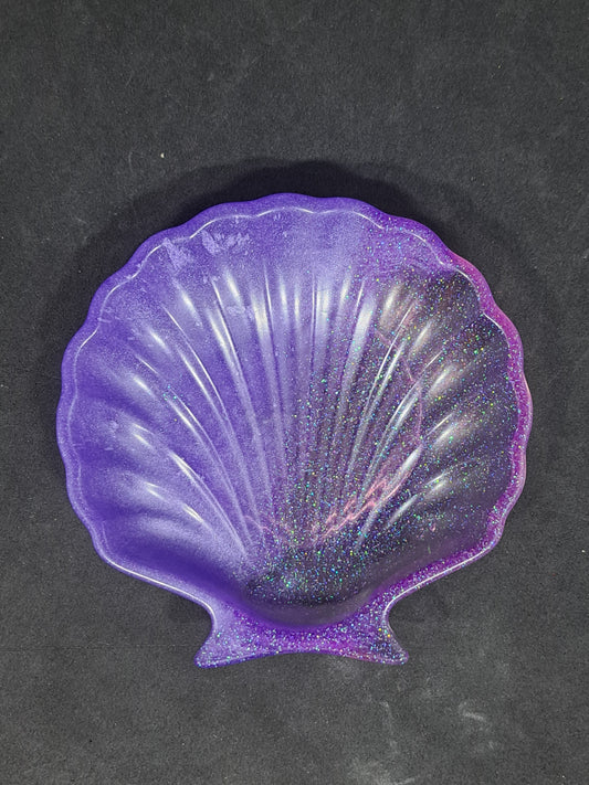 Porte-savon coquillage Violet/Paillettes Rose