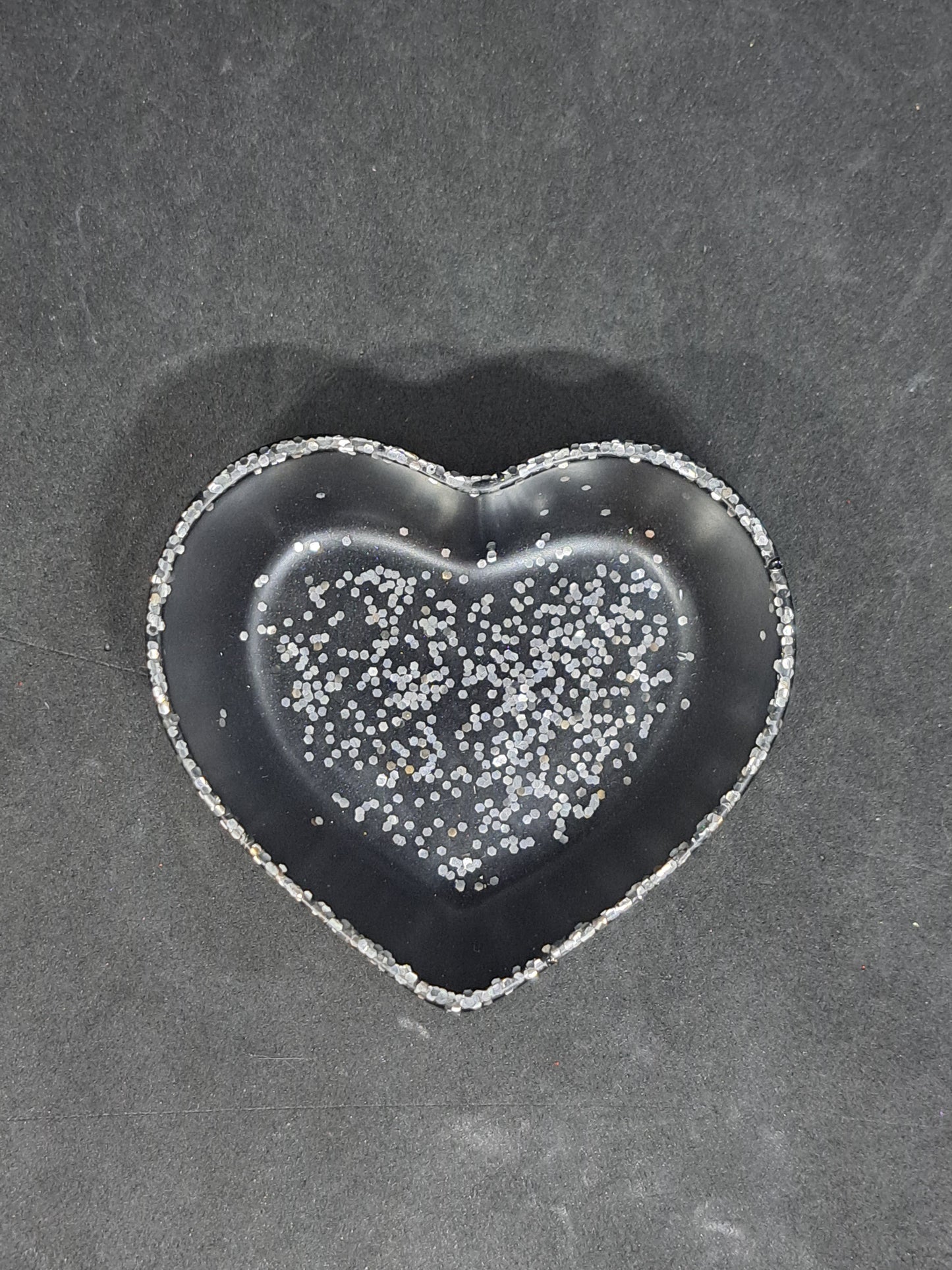Porte-savon petit cœur Noir/Paillettes Argent