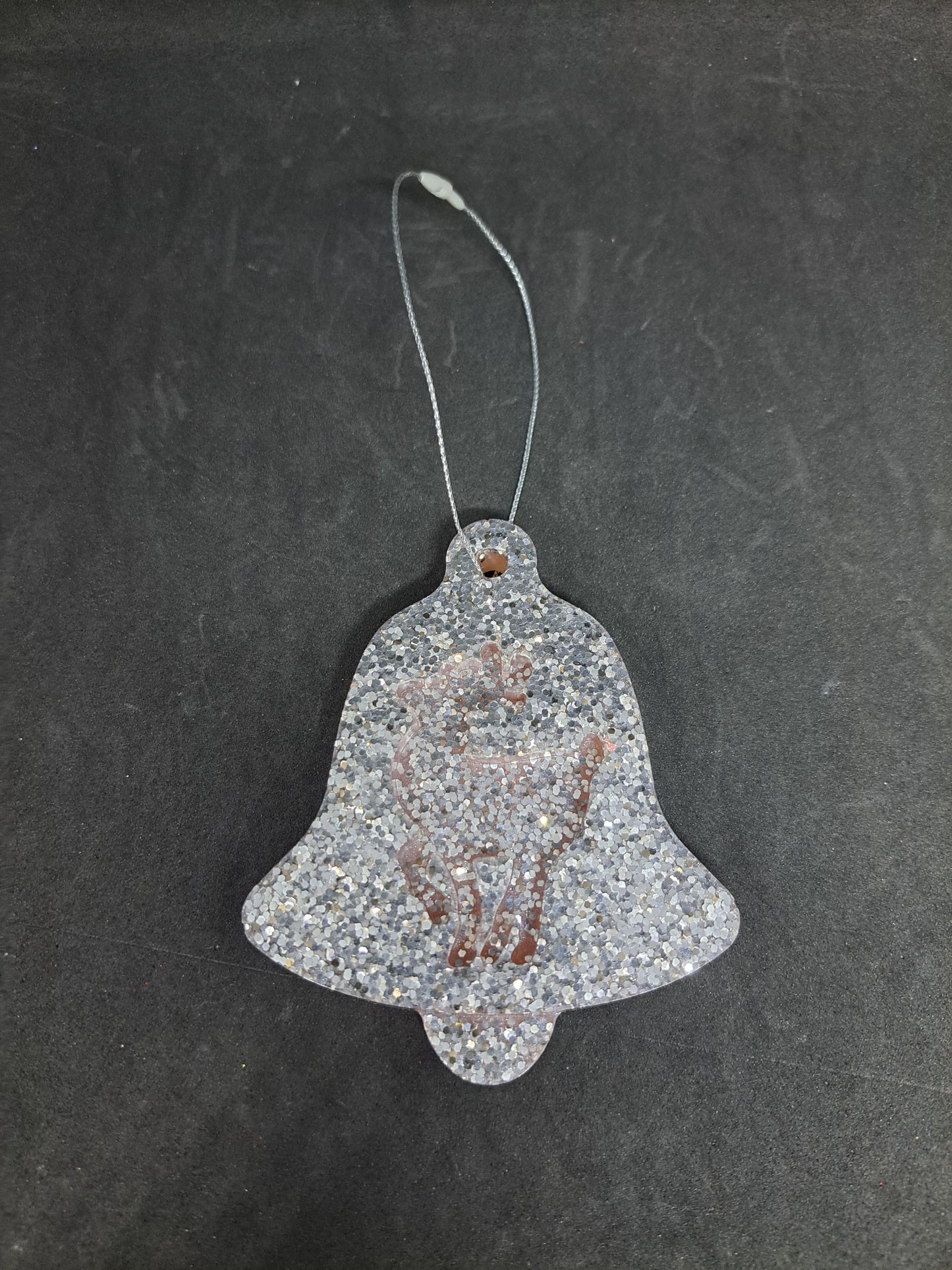 Suspension Cloche Rêne Rose/Paillettes Argent
